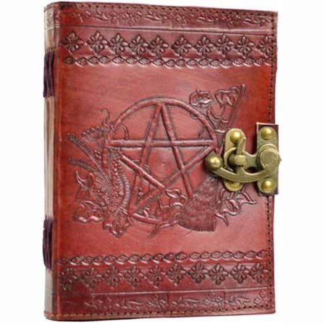 Pentagram leather blank book w/ latch