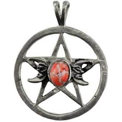 1 1/8 Triple Moon Pentagram amulet
