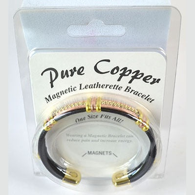 Magnetic Leatherette Copper bracelet (various styles)