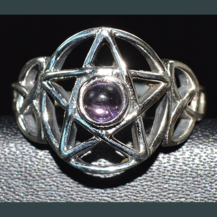 Amethyst pentagram ring adjustable