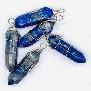 (set of 5) Lapis wire wrapped point