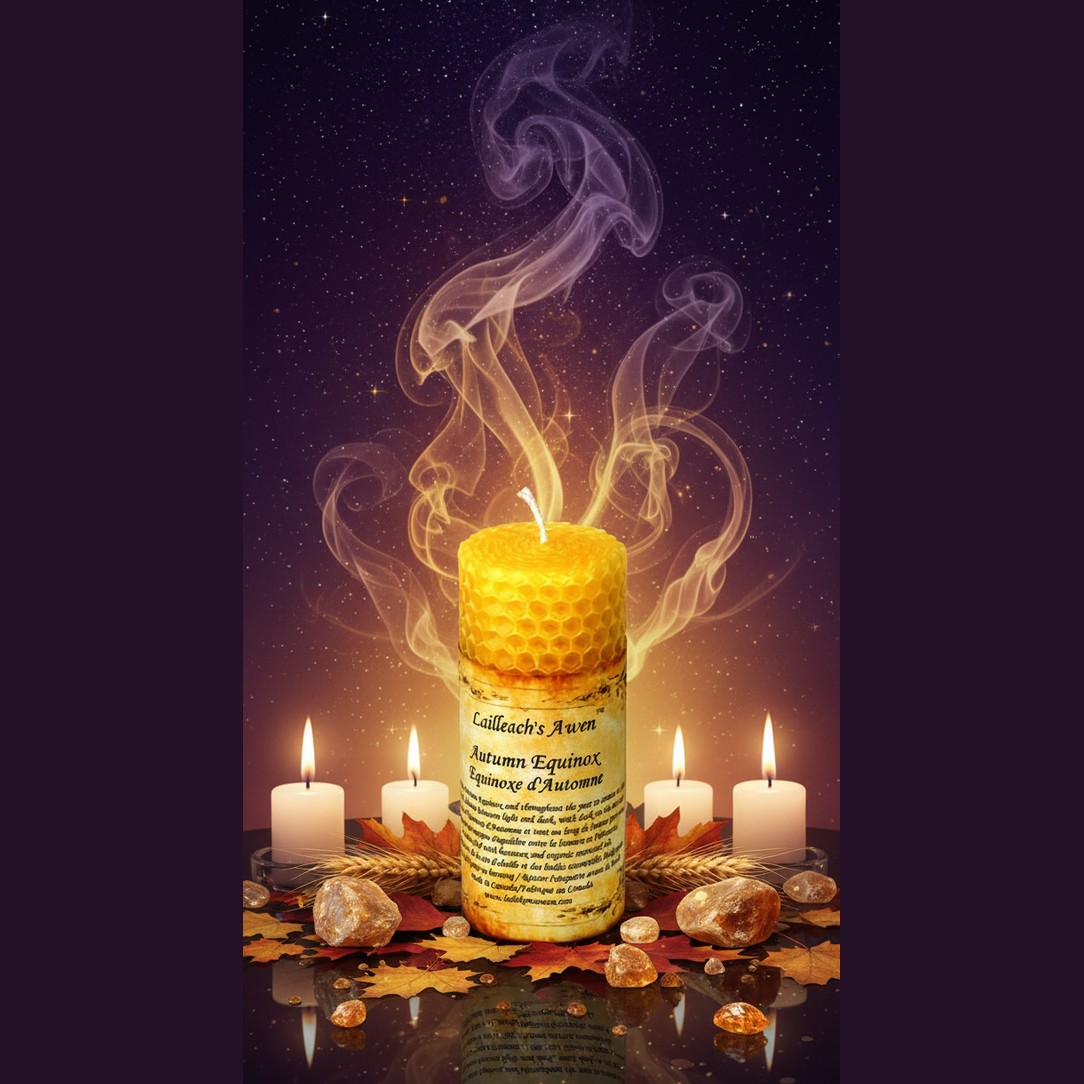 Autumn Equinox Beeswax Candle - Mystical Altar Style