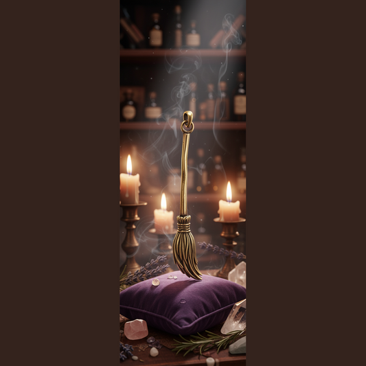 Brass Witch's Broom Pendant - Luxurious Sanctuary