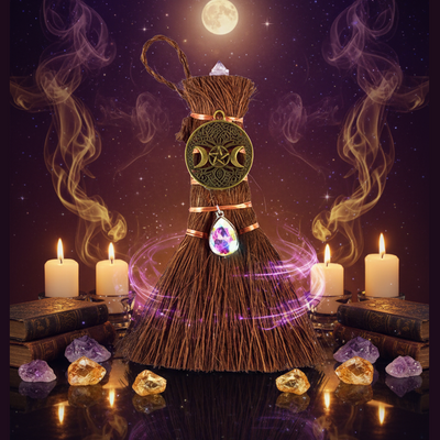 Decorative Owl Broom - Mystical Altar Style