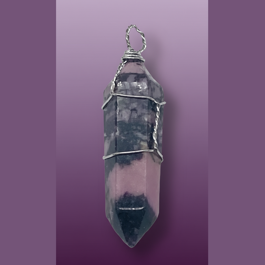 Exact amethyst crystal point pendant with clean professional styling and Witchy Like watermark