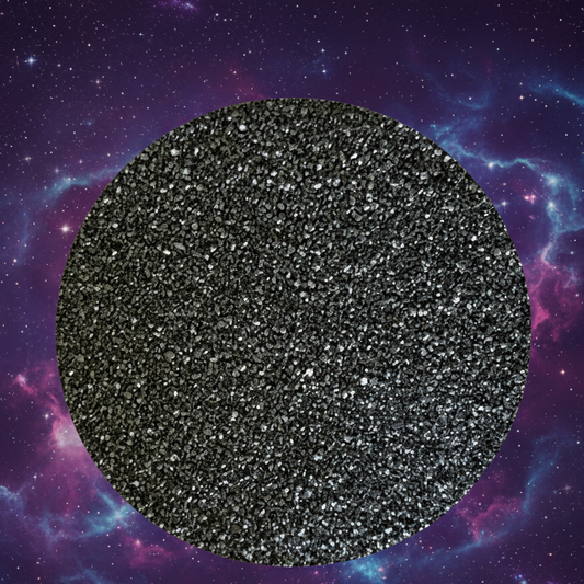 Exact black glitter powder with cosmic mystical styling and Witchy Like watermark