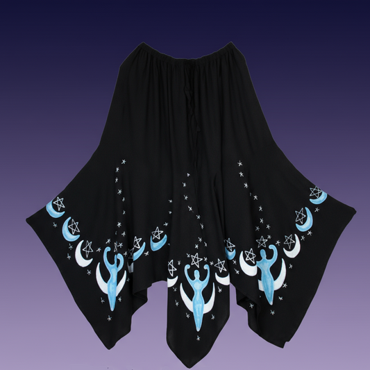 Exact black moon goddess skirt with clean professional styling and Witchy Like watermark