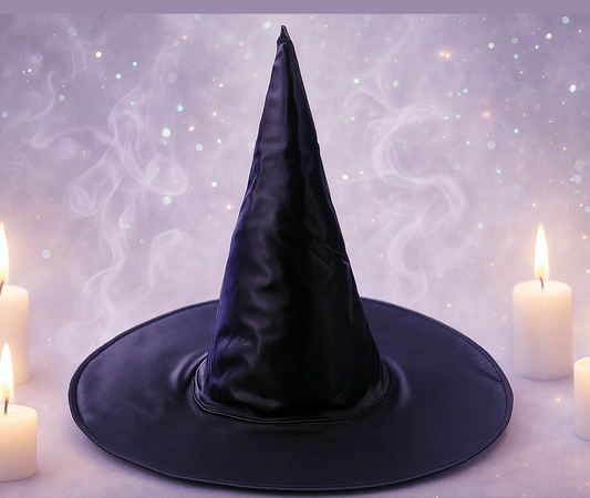 Exact black witch hat with lighter mystical atmosphere