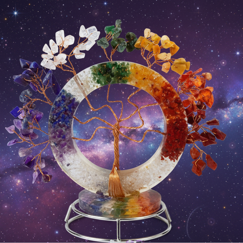 Exact chakra tree of life with cosmic mystical styling and Witchy Like watermark