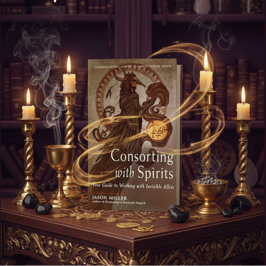 Exact Consorting with Spirits book with premium spirit work ambiance and Witchy Like watermark