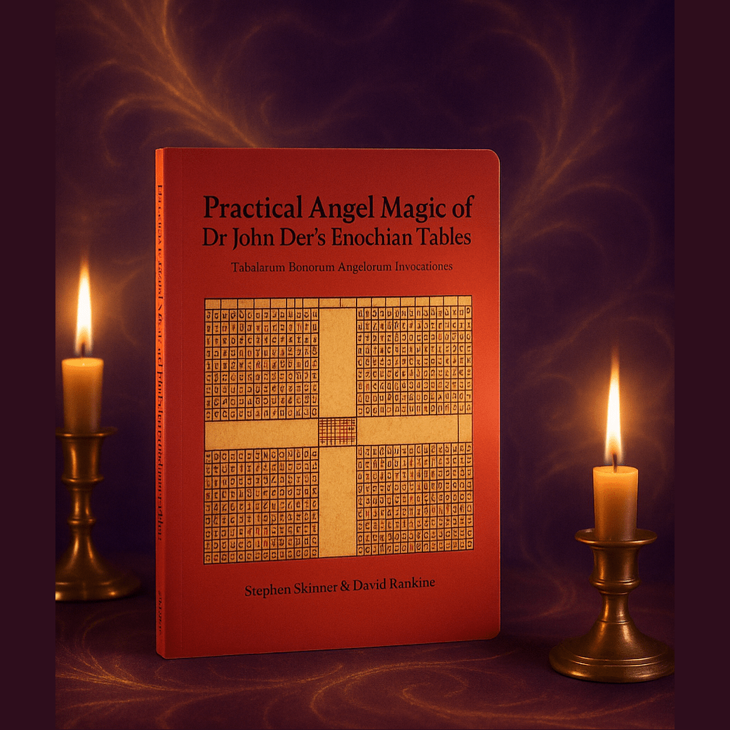 Exact Enochian Tables book with premium angelic ambiance and Witchy Like watermark