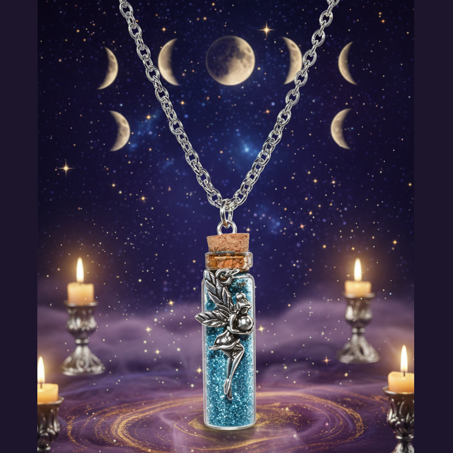 Exact fairy dust necklace with professional mystical fairy realm atmosphere