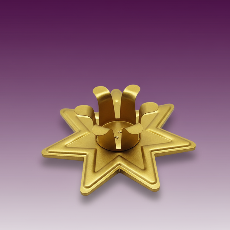 Exact gold merkaba star candle holder with clean professional styling and Witchy Like watermark
