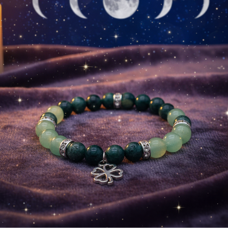 Exact green crystal bracelet with professional mystical prosperity atmosphere