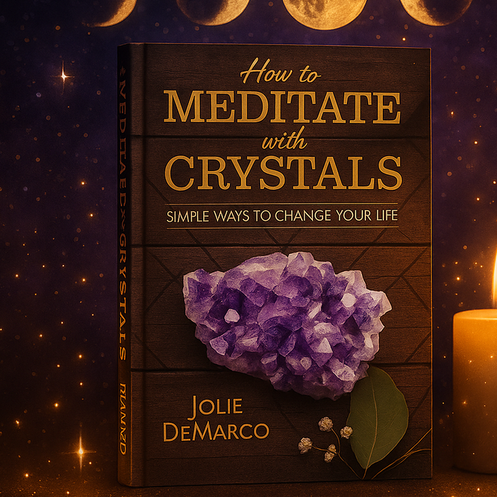 Exact How to Meditate with Crystals book with professional mystical meditation atmosphere