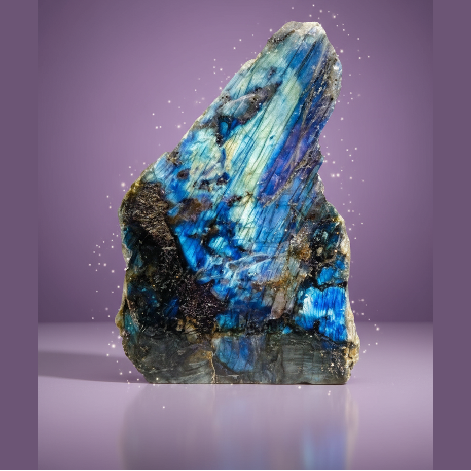 Exact labradorite crystal with clean professional styling and Witchy Like watermark