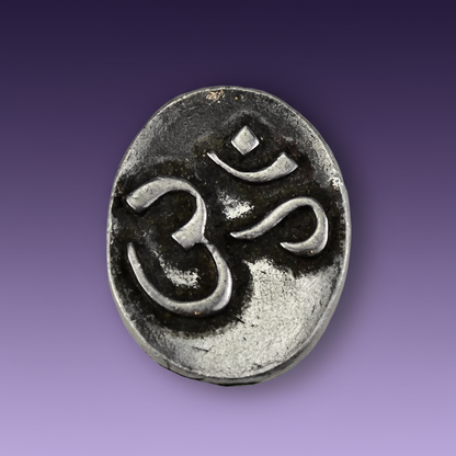 Exact Om/Aum pocket stone with clean professional styling and Witchy Like watermark