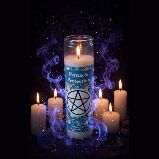 Exact Pentacle Protection candle with mystical atmosphere