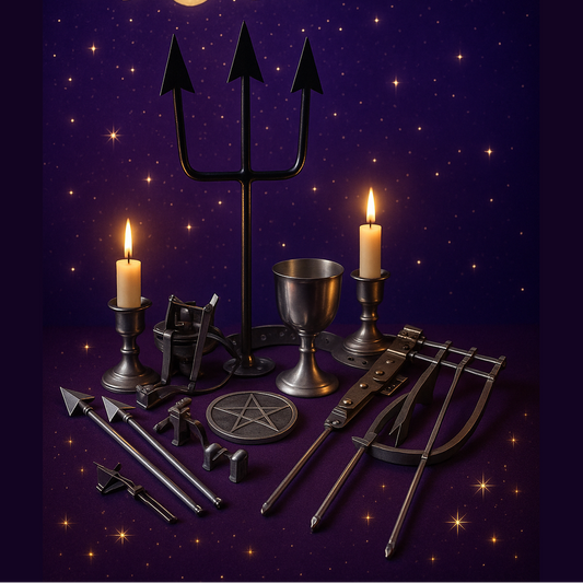 Exact ritual altar tool set with cosmic mystical styling and Witchy Like watermark