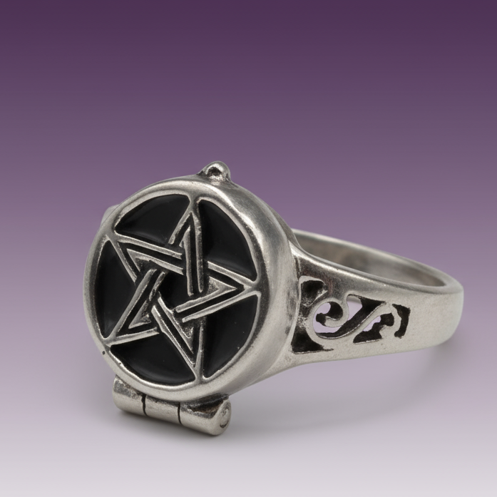 Exact silver pentagram poison ring with clean professional styling and Witchy Like watermark