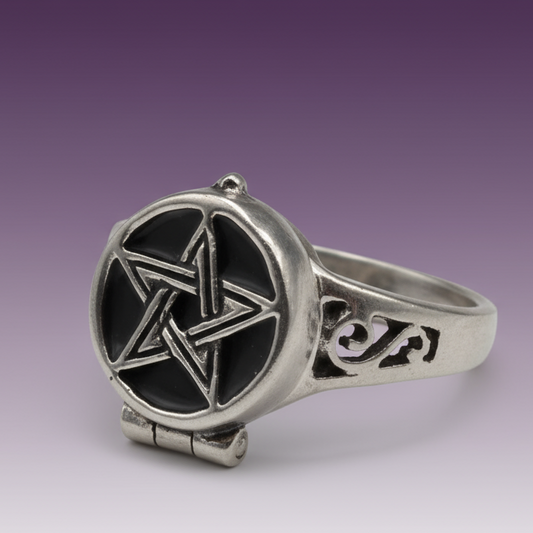 Exact silver pentagram poison ring with clean professional styling and Witchy Like watermark