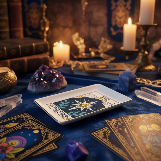 Exact The Star tarot trinket dish with premium tarot sanctuary ambiance and Witchy Like watermark