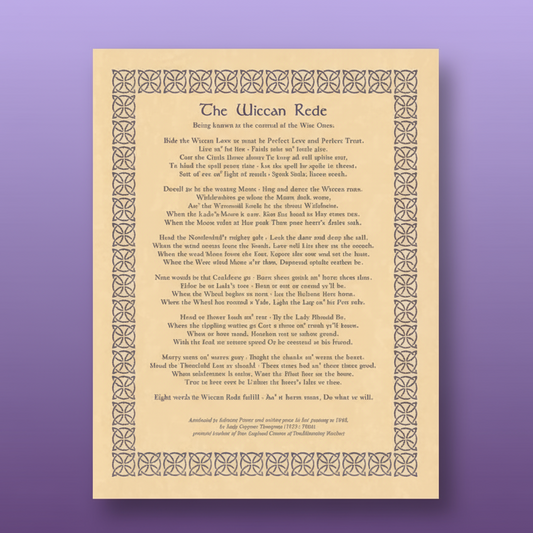 Exact The Wiccan Rede parchment poster with clean professional styling and Witchy Like watermark