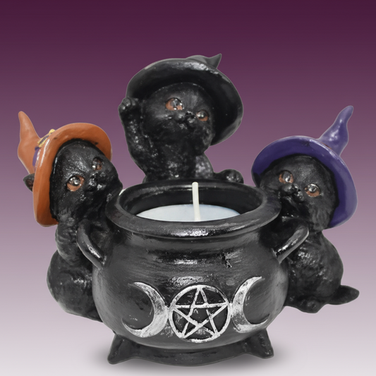 Exact Three Wise Witches cauldron with clean professional styling and Witchy Like watermark