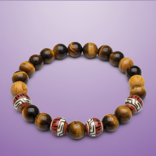 Exact tiger's eye bracelet with decorative beads with clean professional styling and Witchy Like watermark