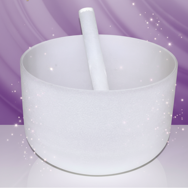 Exact white ceramic singing bowl with clean professional styling and Witchy Like watermark