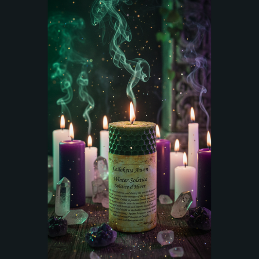 Exact Winter Solstice beeswax candle with magical winter effects