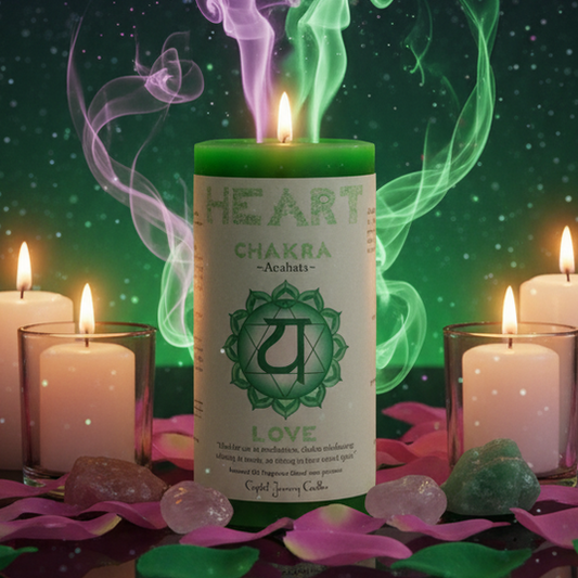 Heart Chakra Anahata Candle - Mystical Altar Style