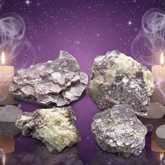 Lepidolite Crystals - Mystical Altar Style