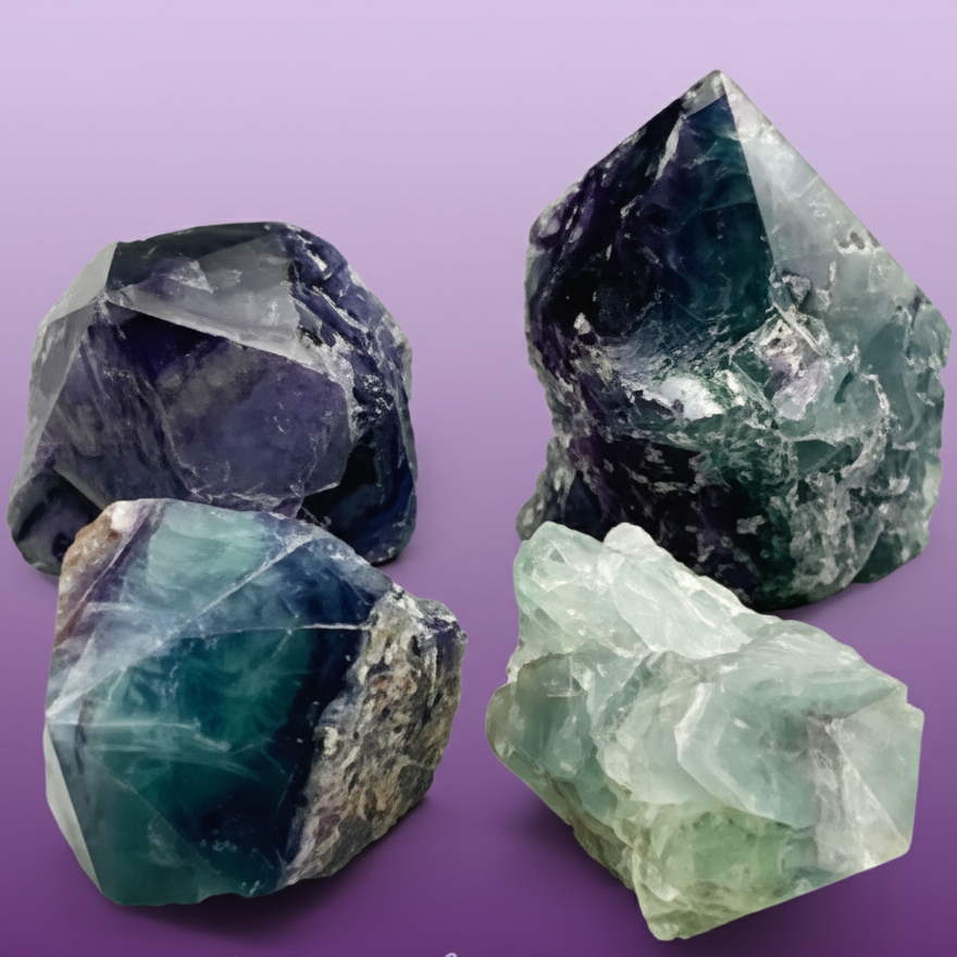 Raw Fluorite Chunks - Professional Style