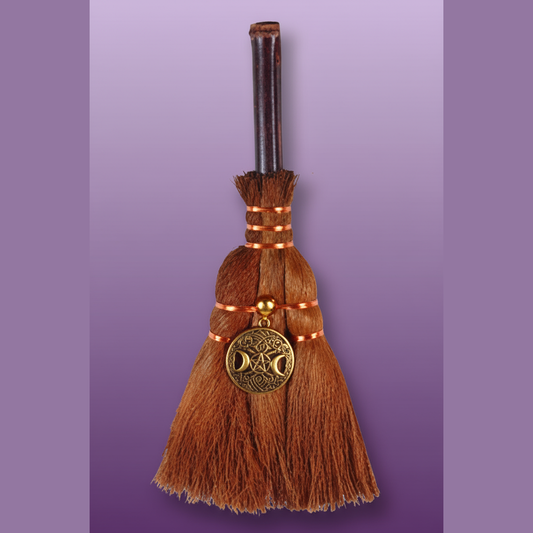 Ritual Broom with Pentacle - Professional Style