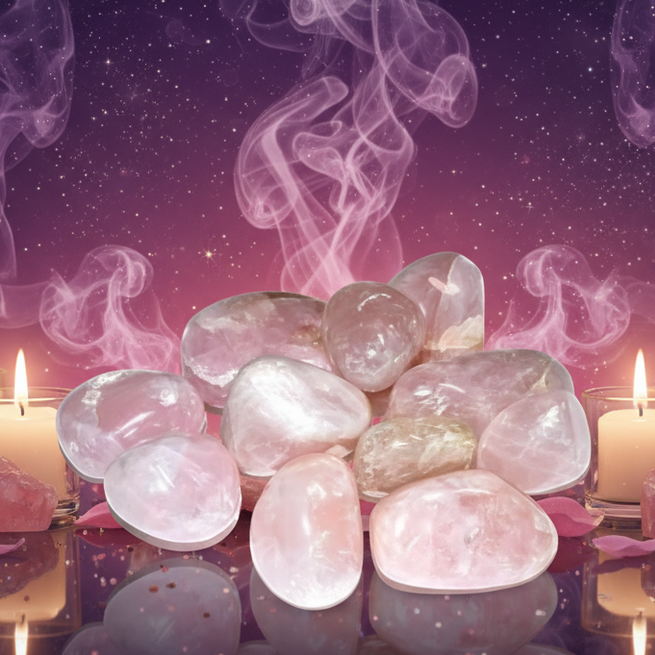 Rose Quartz Tumbled Stones - Mystical Altar Style