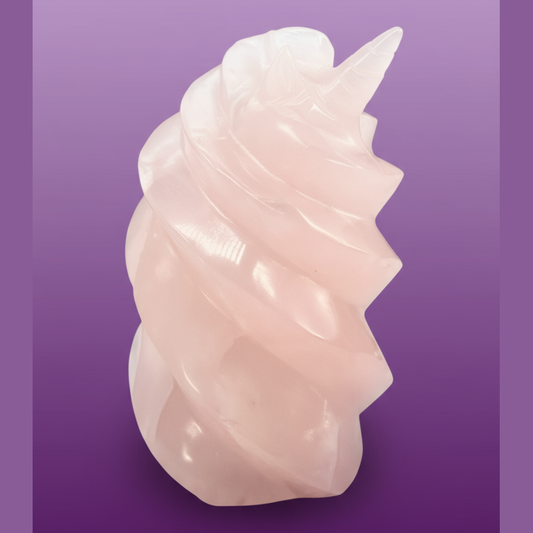 Rose Quartz Unicorn Carving - Professional Style