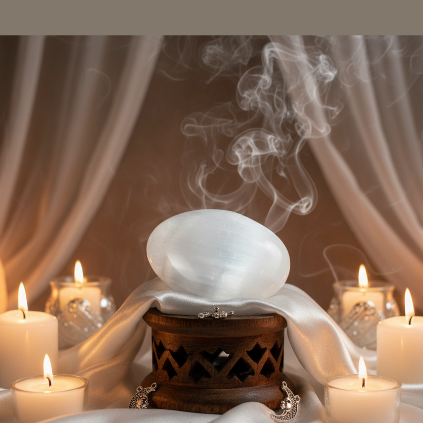 Selenite Palm Stone - Luxurious Sanctuary
