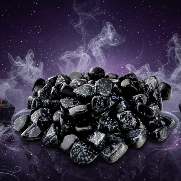 Snowflake Obsidian Tumbled Stones - Mystical Altar Style